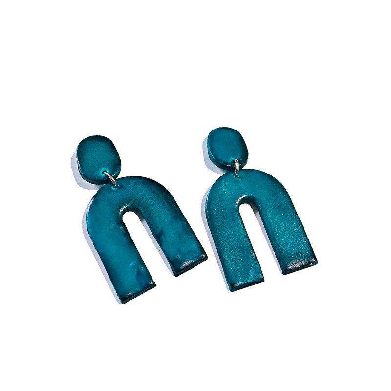 Arch Statement Earrings Handmade (Post or Clip On)- 