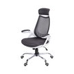 Chaise de bureau à haut dossier en tissu maillé noir et blanc - Monarch (I7269)
