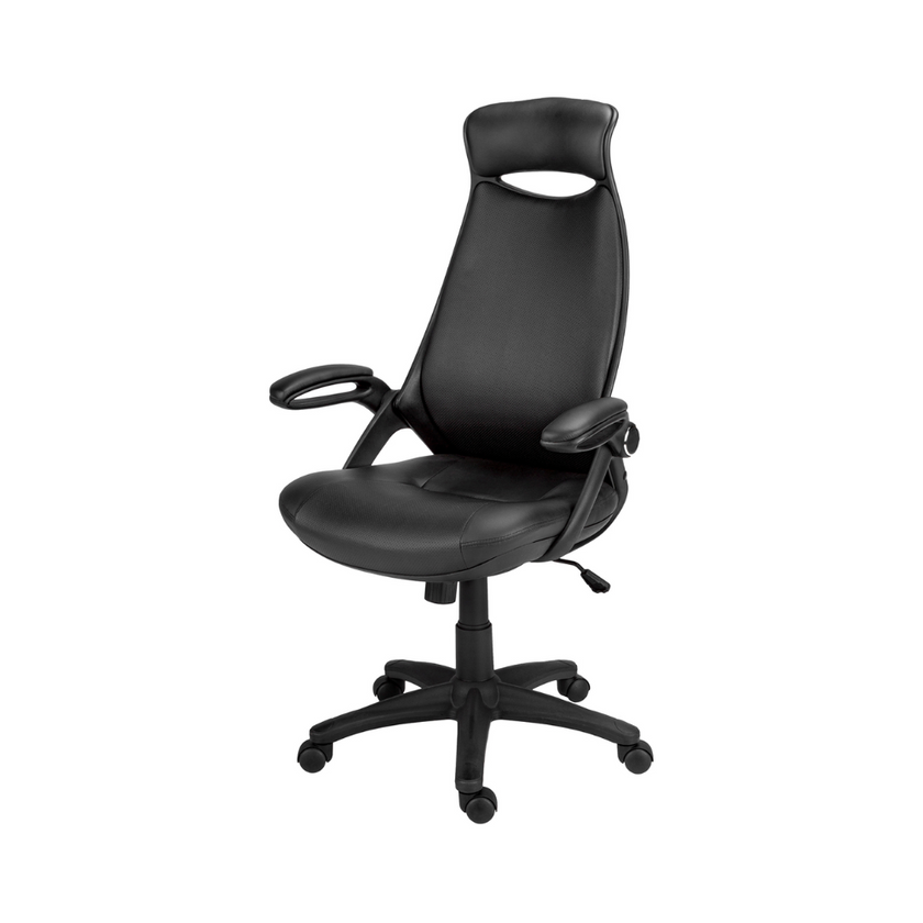 Chaise de bureau en simili-cuir noir - Monarch (I7276)