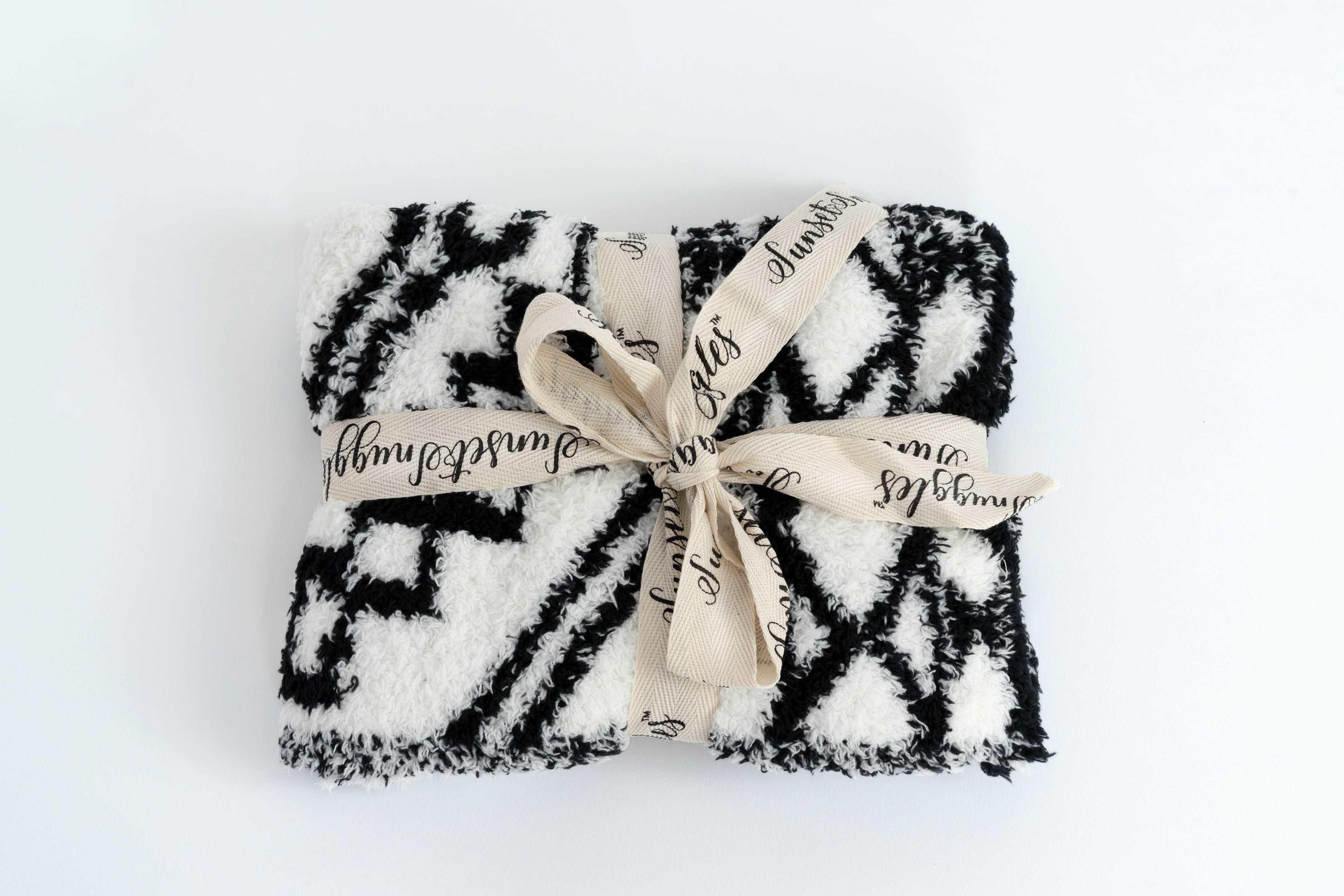 Black & White Diamond Tile Lovey Baby Blanket