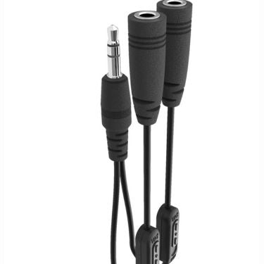 Digipower - 2 Way Headphone Splitter with Volume Control 1x Male 3.5mm to 2 Female 3.5mm 1ft Connect to 2 Headphones