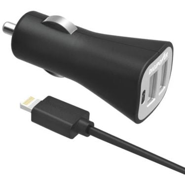Digipower - Digipower Car Charger 3.4amp InstaSense 2 Port USB-A with 3ft Lightning to USB-A MFI Cable - Black