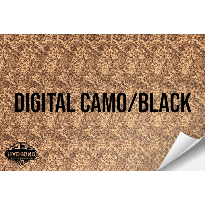DIGITAL CAMO/BLACK WITH ADHESIVE HYDBOND LEATHERETTE SHEET (12