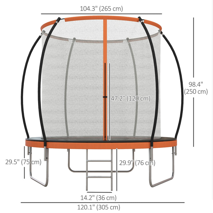 Soozier 10ft Outdoor Trampoline with Enclosure Net, Ladder - Fitness Trampoline for Teens, Adults