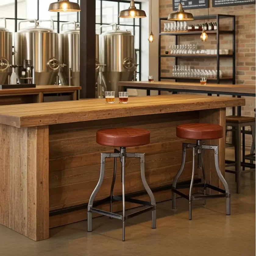 Tabouret de comptoir en cuir