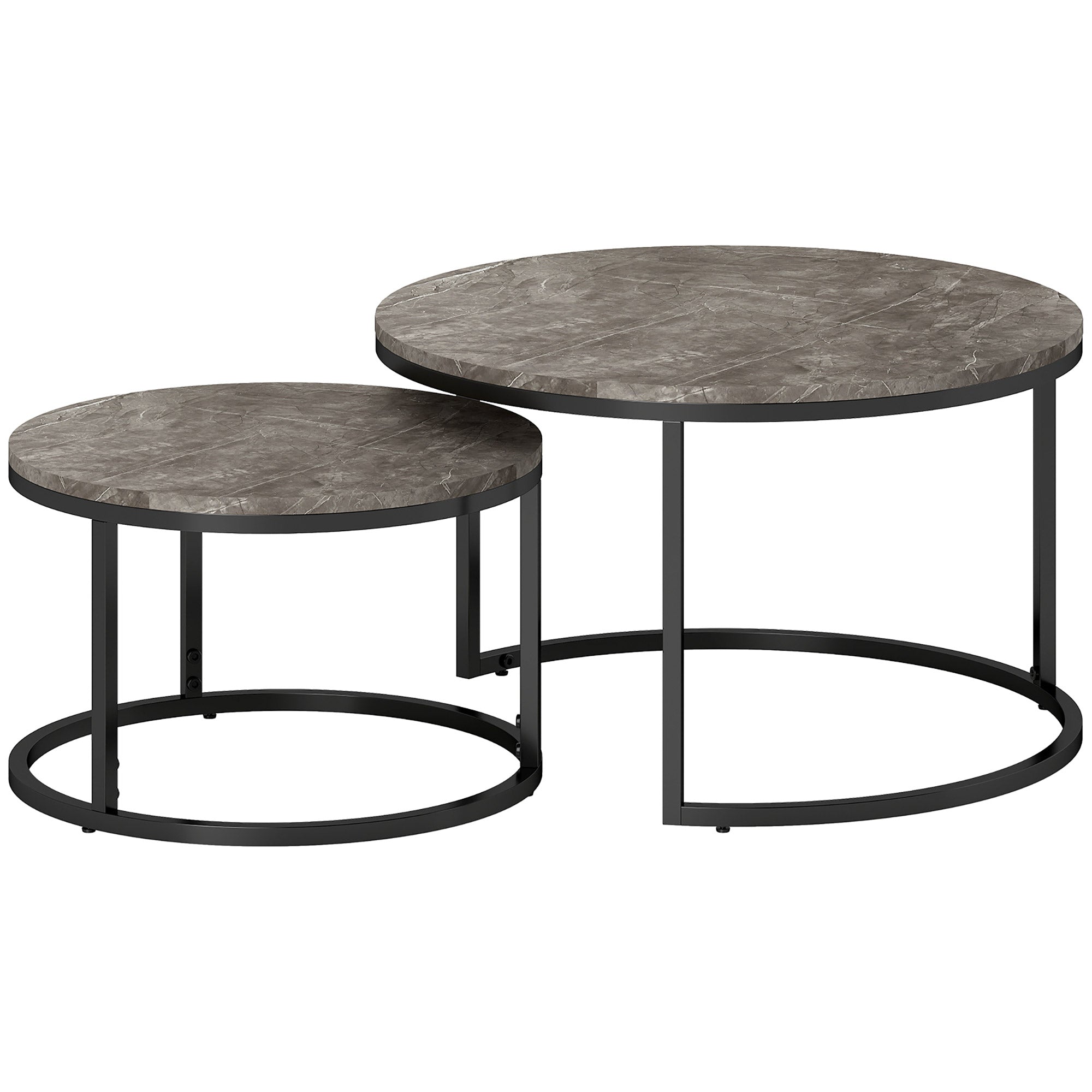 Zephyr Modern Nesting Coffee Table with Faux Marble Top-Grey