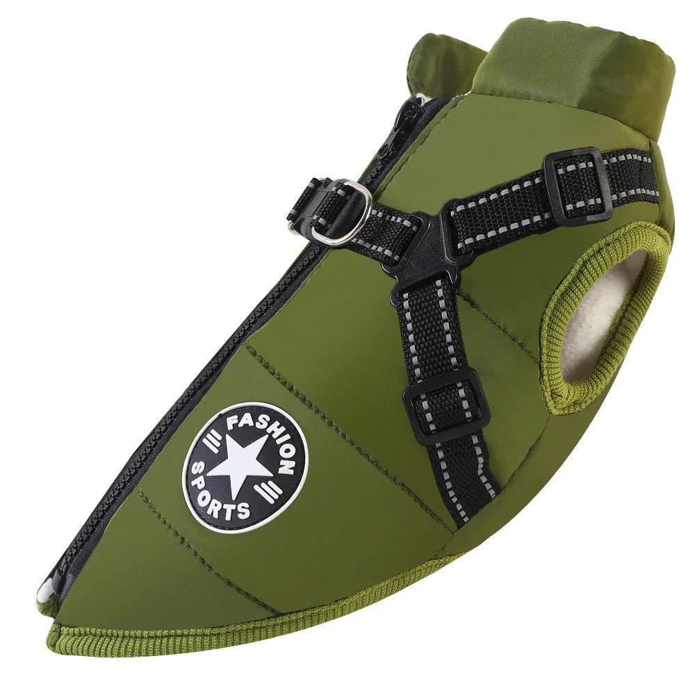 Dog Winter Vest with Integrated Harness – Waterproof Padded Pet Jacket (XS–5XL)