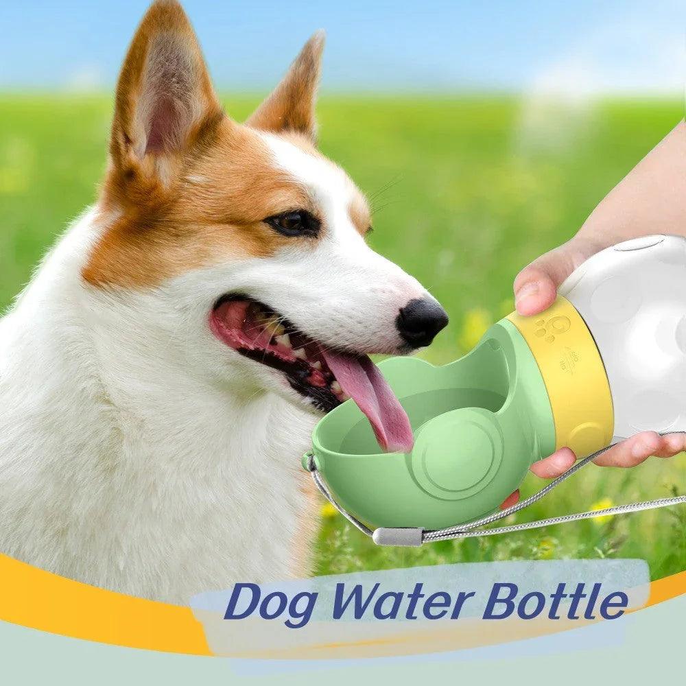 Portable Dog Water Bottle with Integrated Bowl – Leak-Proof Travel Pet Drinker for Dogs & Cats (White, Green, Pink)