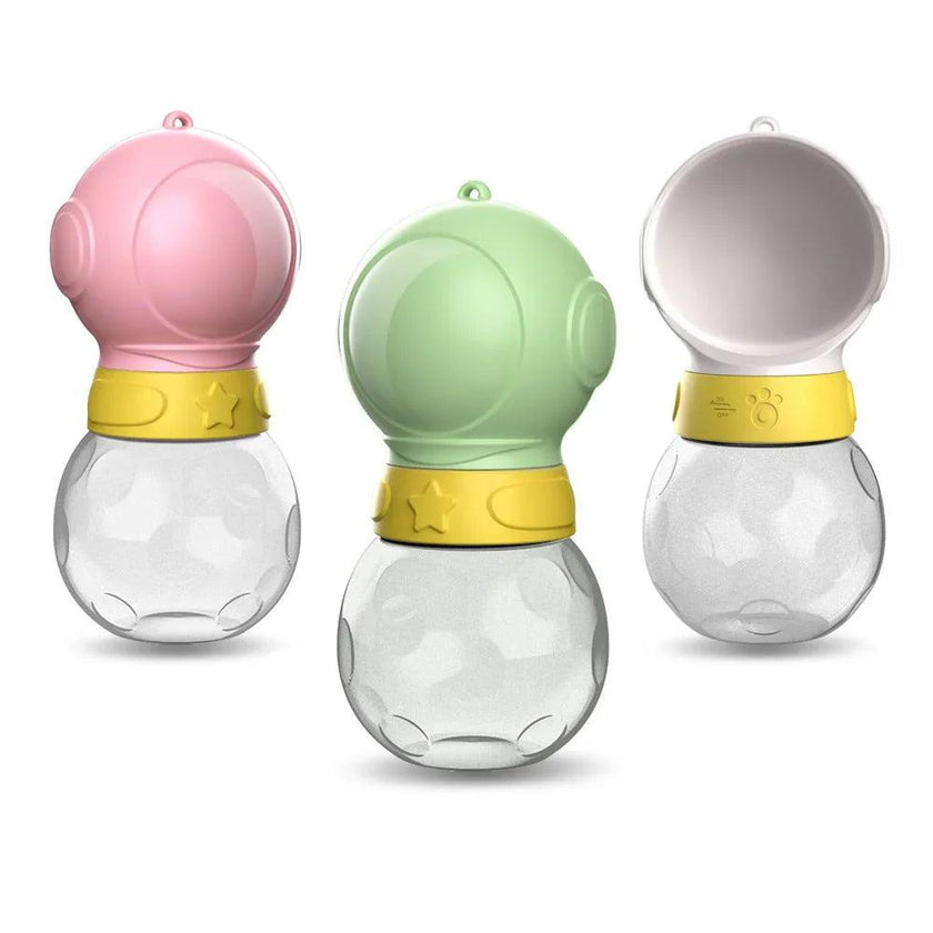 Portable Dog Water Bottle with Integrated Bowl – Leak-Proof Travel Pet Drinker for Dogs & Cats (White, Green, Pink)