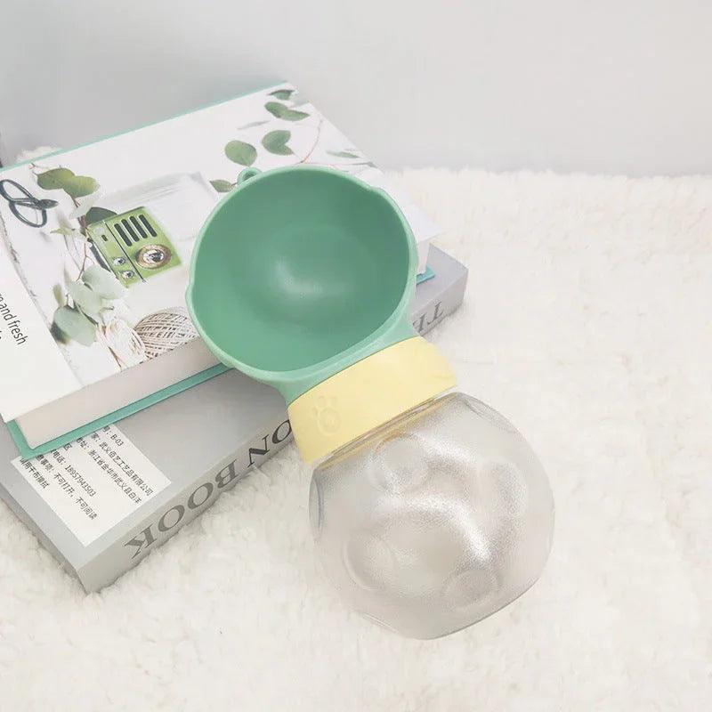 Portable Dog Water Bottle with Integrated Bowl – Leak-Proof Travel Pet Drinker for Dogs & Cats (White, Green, Pink)