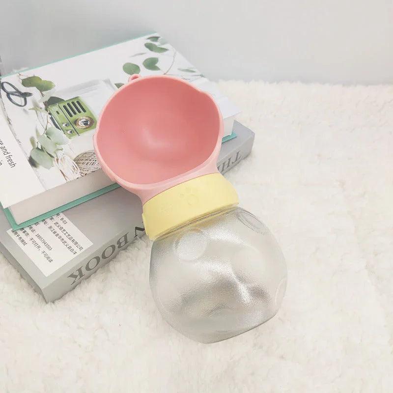 Portable Dog Water Bottle with Integrated Bowl – Leak-Proof Travel Pet Drinker for Dogs & Cats (White, Green, Pink)