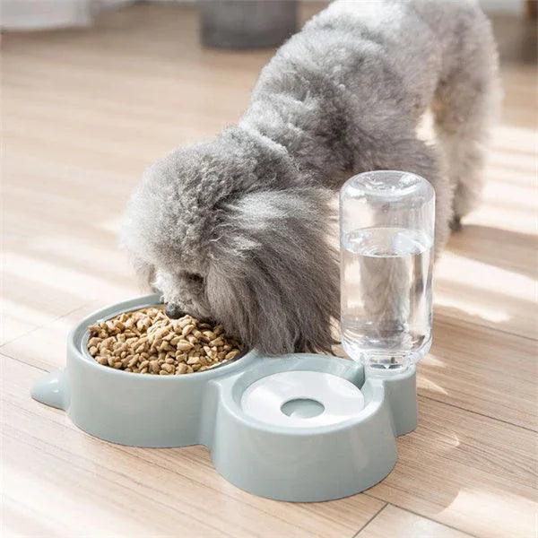 Dog Bowl with Automatic Water Refill Bottle — Stainless Steel Pet Feeding Station