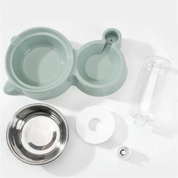 Dog Bowl with Automatic Water Refill Bottle — Stainless Steel Pet Feeding Station