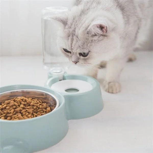 Dog Bowl with Automatic Water Refill Bottle — Stainless Steel Pet Feeding Station