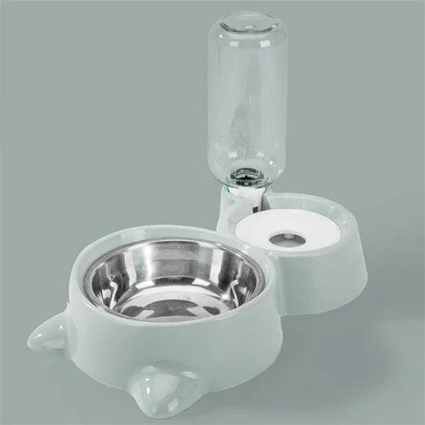 Dog Bowl with Automatic Water Refill Bottle — Stainless Steel Pet Feeding Station