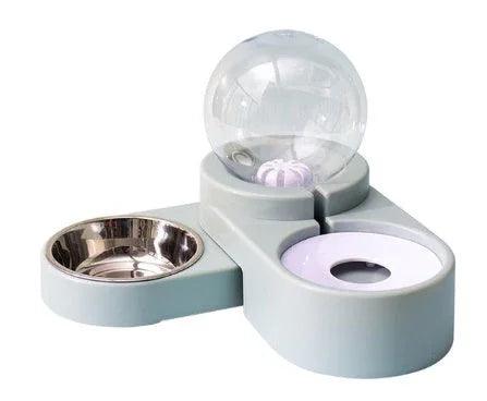 Dog Bowl with Automatic Water Refill Bottle — Stainless Steel Pet Feeding Station