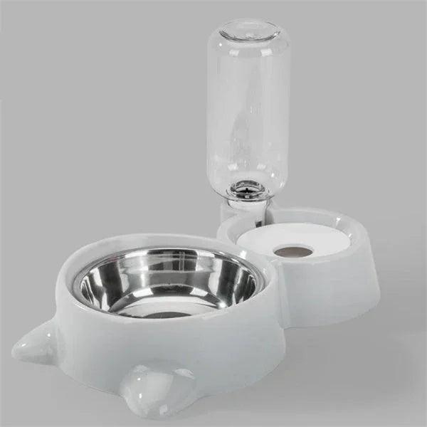 Dog Bowl with Automatic Water Refill Bottle — Stainless Steel Pet Feeding Station
