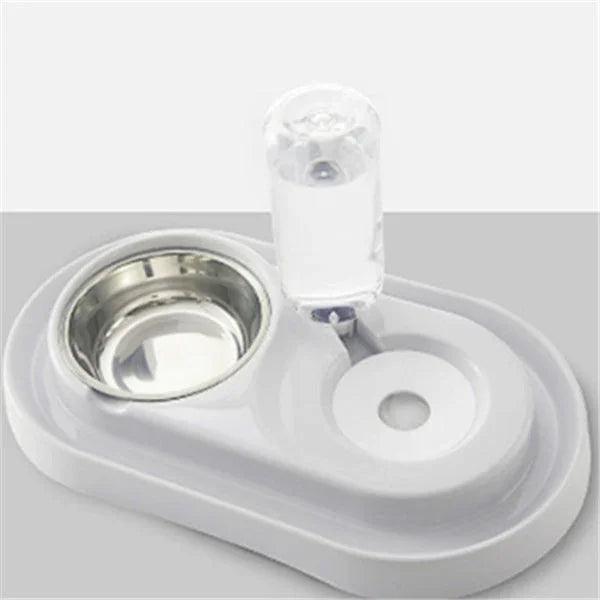 Dog Bowl with Automatic Water Refill Bottle — Stainless Steel Pet Feeding Station