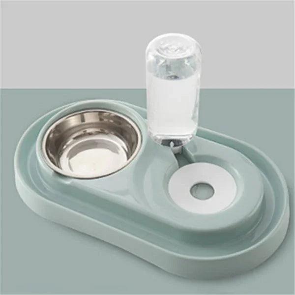 Dog Bowl with Automatic Water Refill Bottle — Stainless Steel Pet Feeding Station