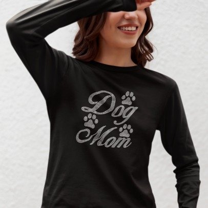 Dog Mom Paw Print Rhinestone Shirt – Sparkle Pet Lover Bling Tee | Bling Dazzel