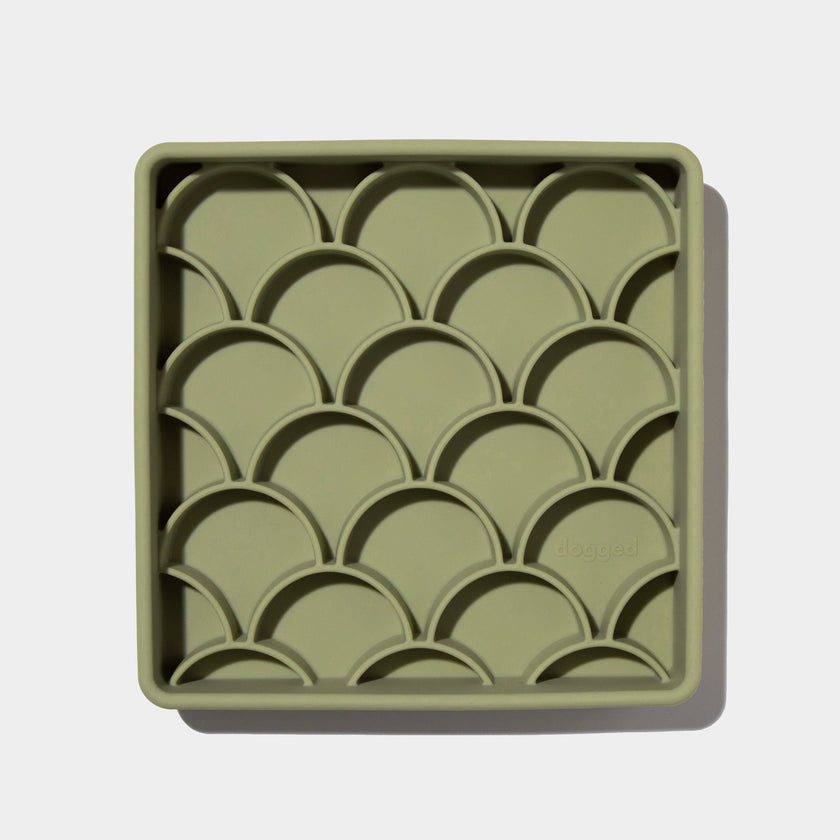 3-in-1 fish scale slow feeder bowl - olive