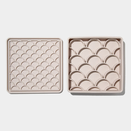 3-in-1 fish scale slow feeder bowl - sand