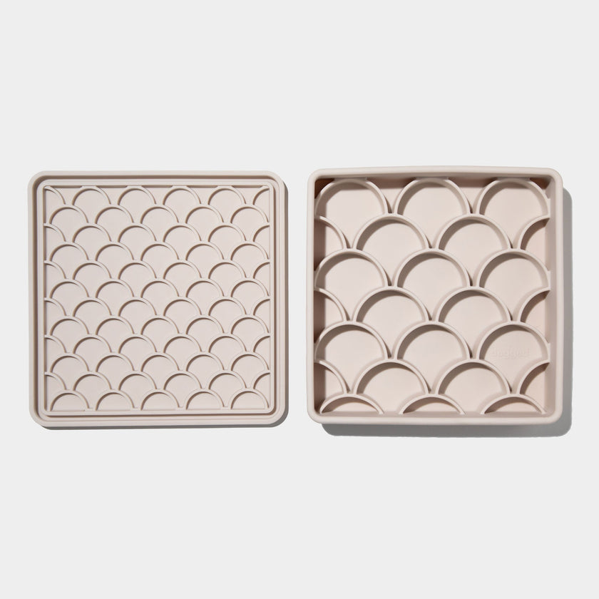 3-in-1 fish scale slow feeder bowl - sand