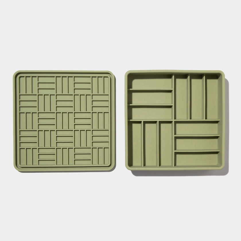 3-in-1 parquet slow feeder bowl - olive