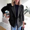 Double Breasted Lapel Jacket Fashion Knitted Sleeves Splicing Design Coat Outerwear