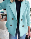 Double Breasted Lapel Jacket Fashion Knitted Sleeves Splicing Design Coat Outerwear