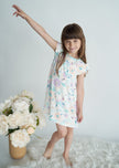 Bamboo Double Sleeve Ruffle Dress with Bloomer (Hummingbird Garden Print)