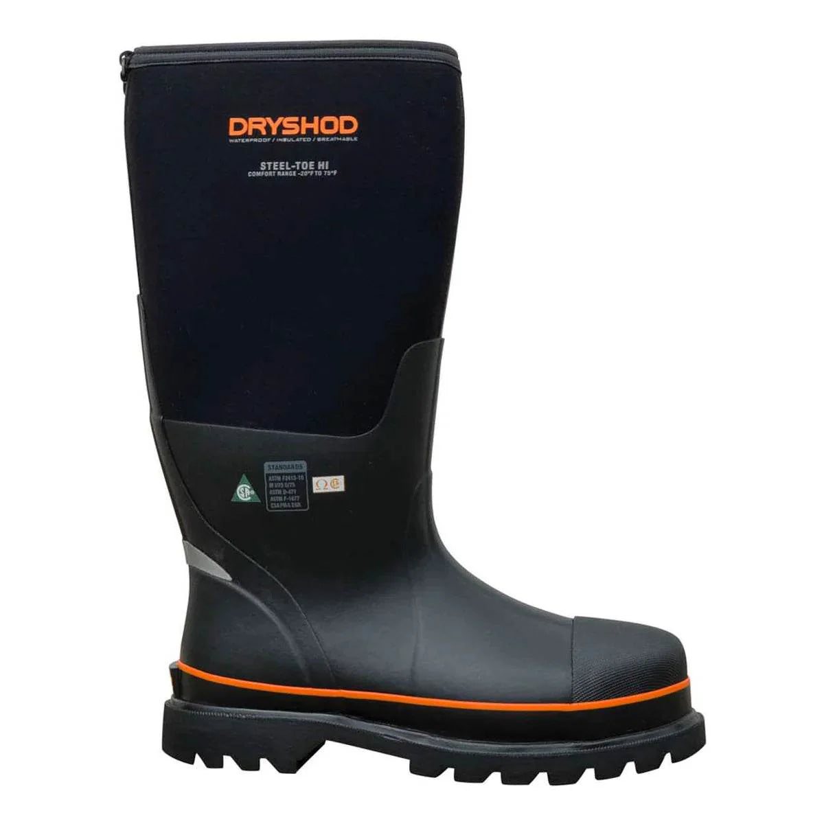 Dryshod Unisex Steel-Toe CSA High Black/Orange