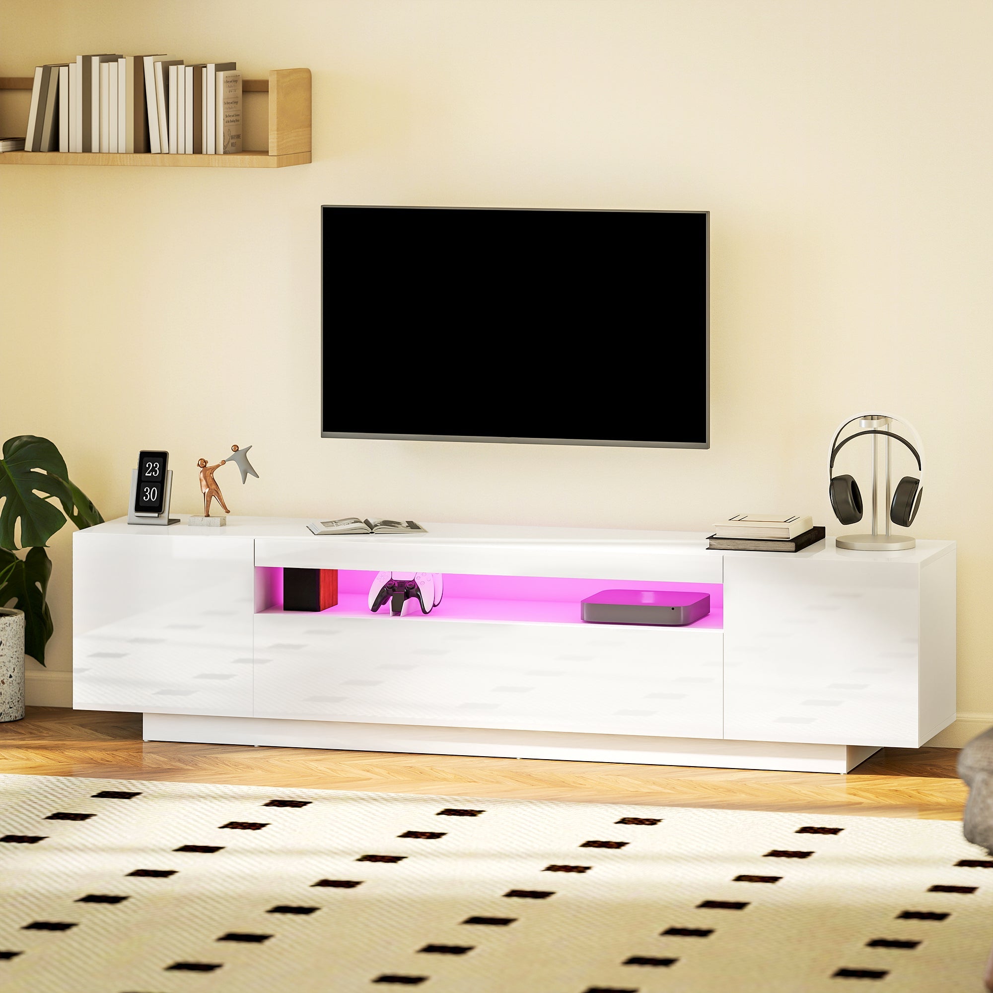 Greer Modern TV Stand with RGB LED Lights-for 65-85