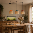 DUO Jute Adjustable 3-Light Pendant for Dining Table & Kitchen Island
