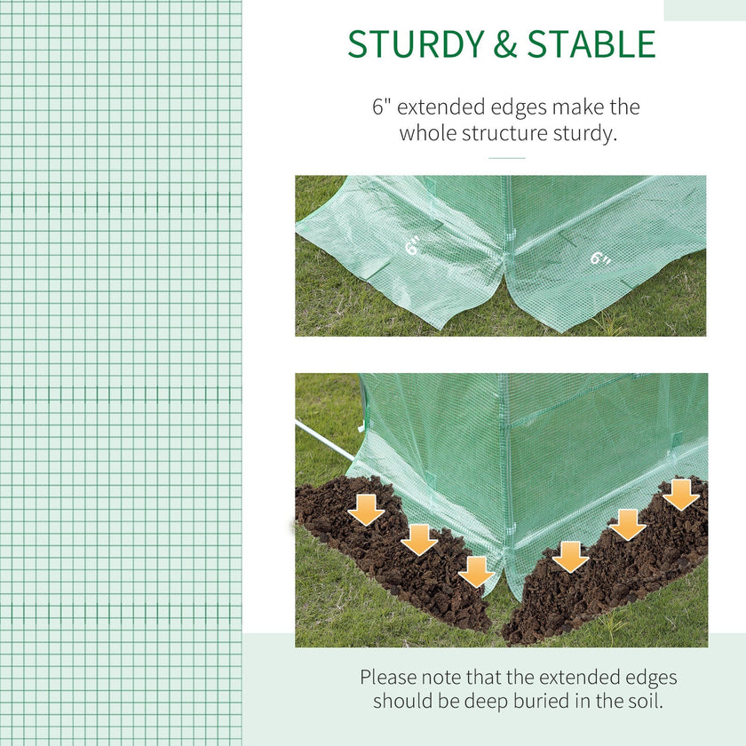 Outsunny 19.7'x9.8'x6.6' Large Walk-In Greenhouse Garden Plant Seed Growing Tunnel Shed Green
