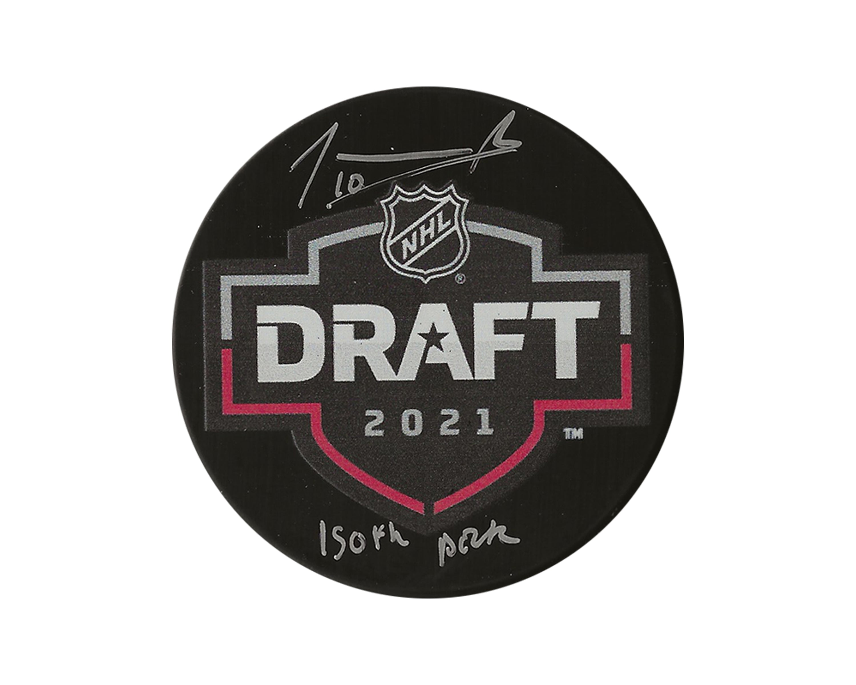 Joshua Roy Autographed 2021 NHL Draft Puck Inscribed 