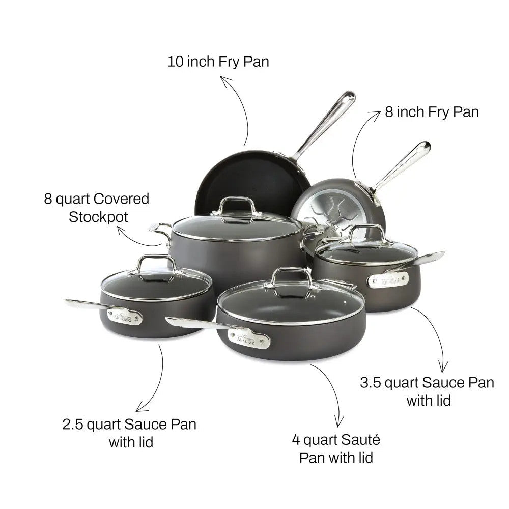 ALL CLAD E113SC64 HA1 Hard Anodized Nonstick Cookware 10PC Set