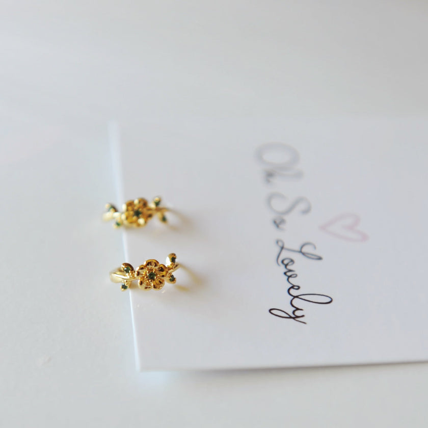 Blossom Floral Huggie Hoop Earrings