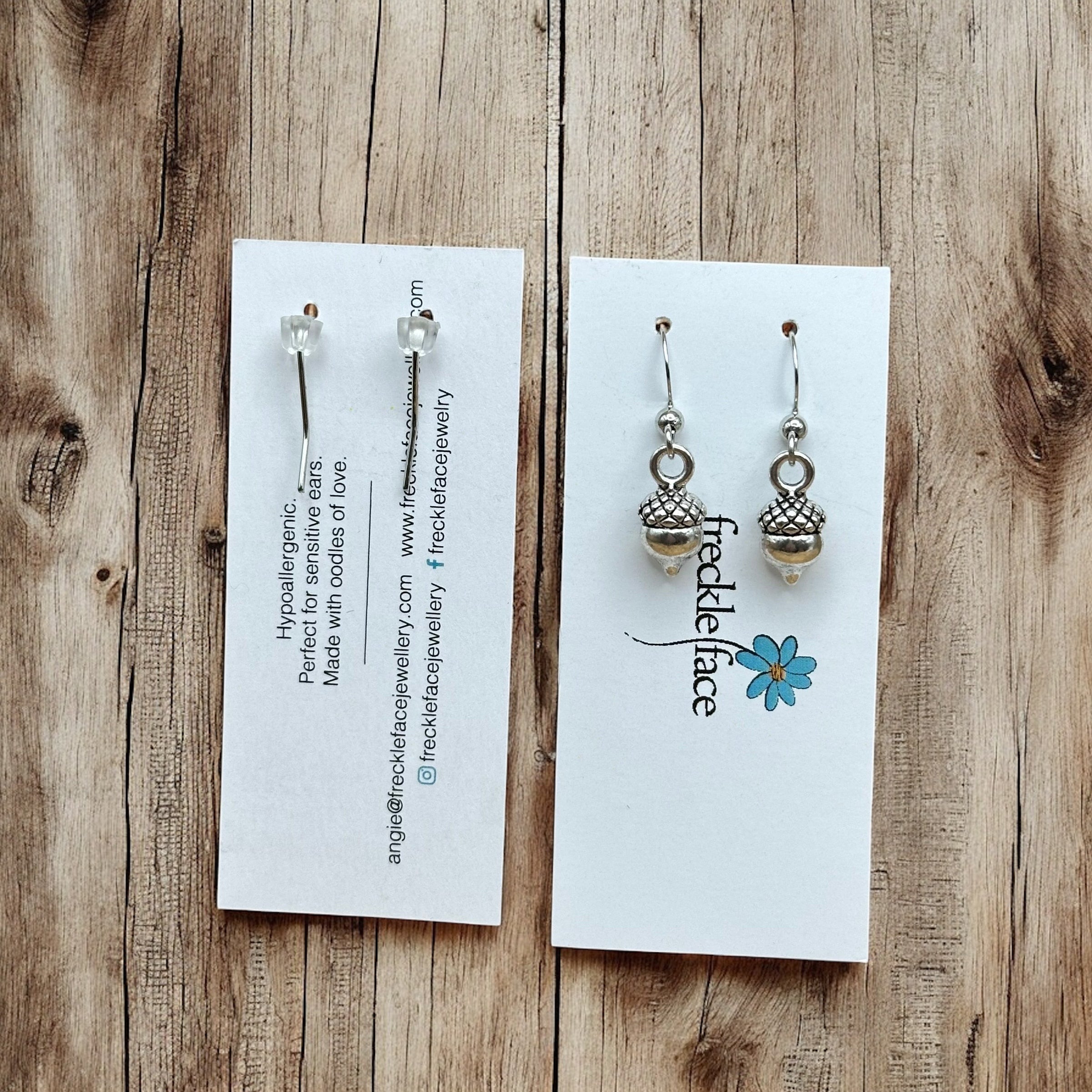 Simple Acorn Earrings – Minimalist Autumn-Inspired Earrings in Mixed Metals