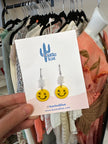 Kactus Blue Smiley Dangle Earrings