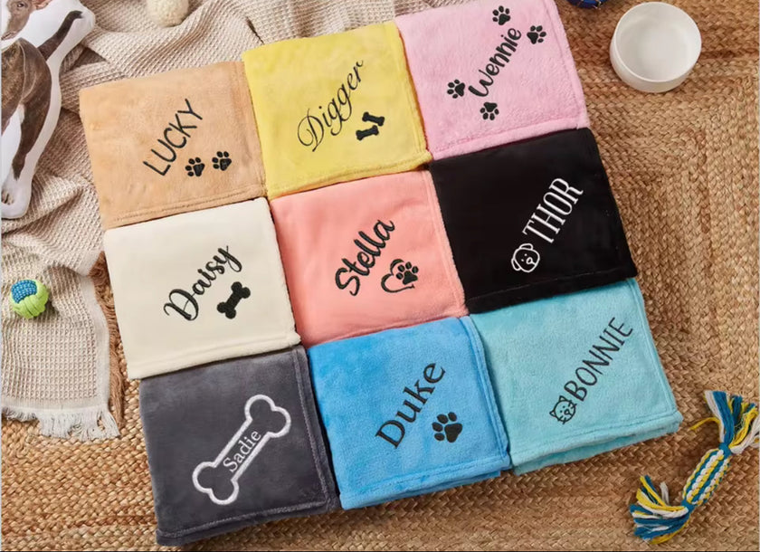 Custom Name Pet Blanket – Personalized Dog & Cat Blanket