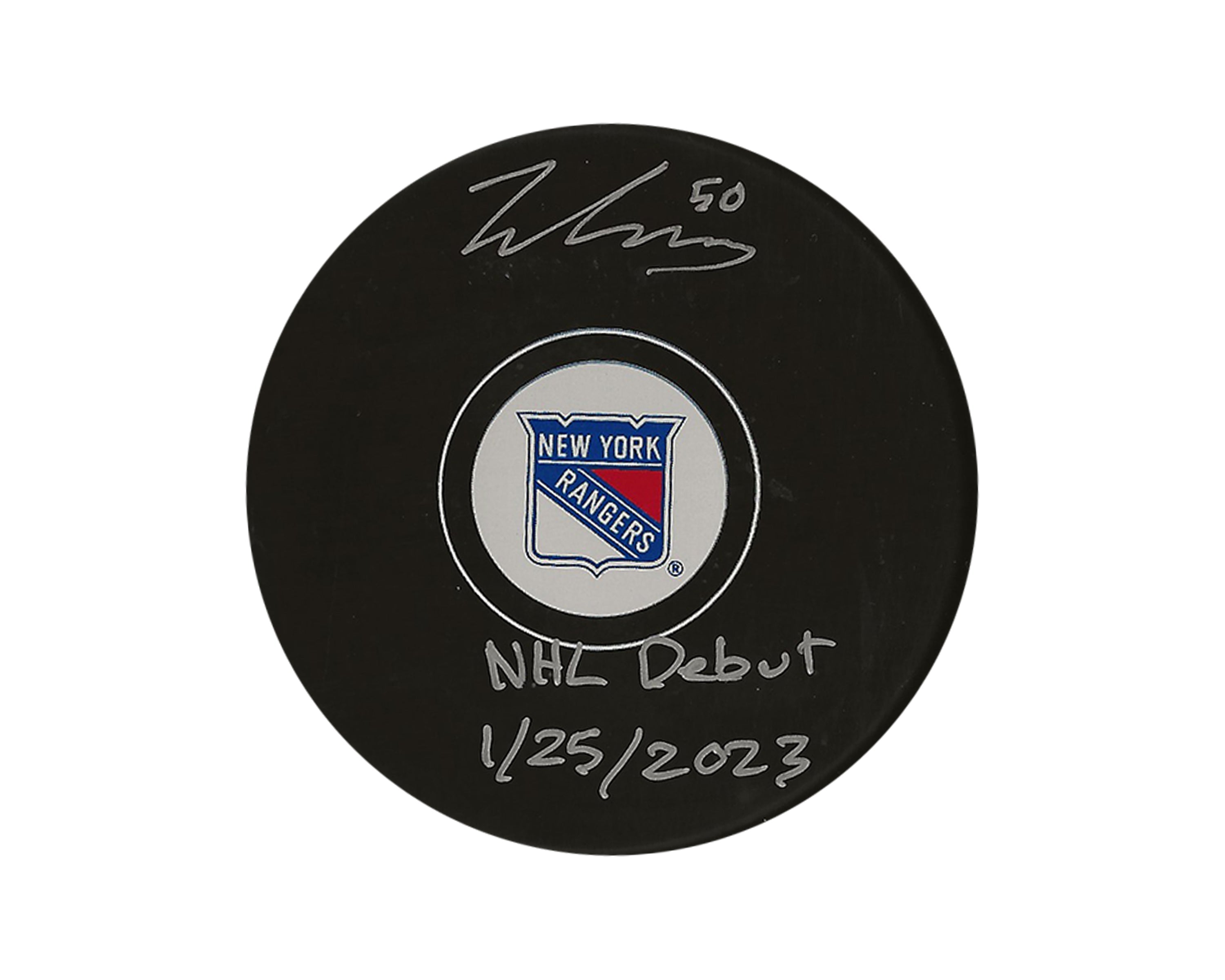 Will Cuylle Autographed New York Rangers Autograph Model Puck Inscribed 