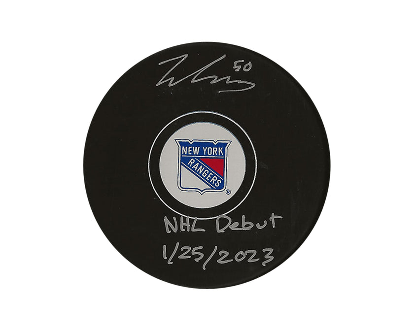 Will Cuylle Autographed New York Rangers Autograph Model Puck Inscribed 
