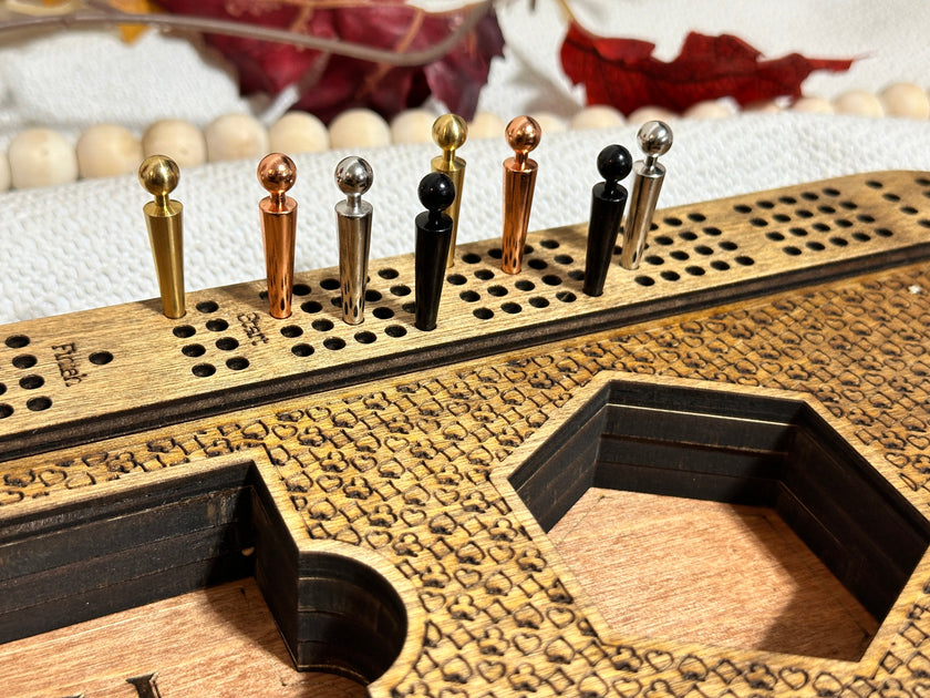 Personalized Cribbage Board with Card and Pegs Storage,Rectangular Size,With Scoring Panel