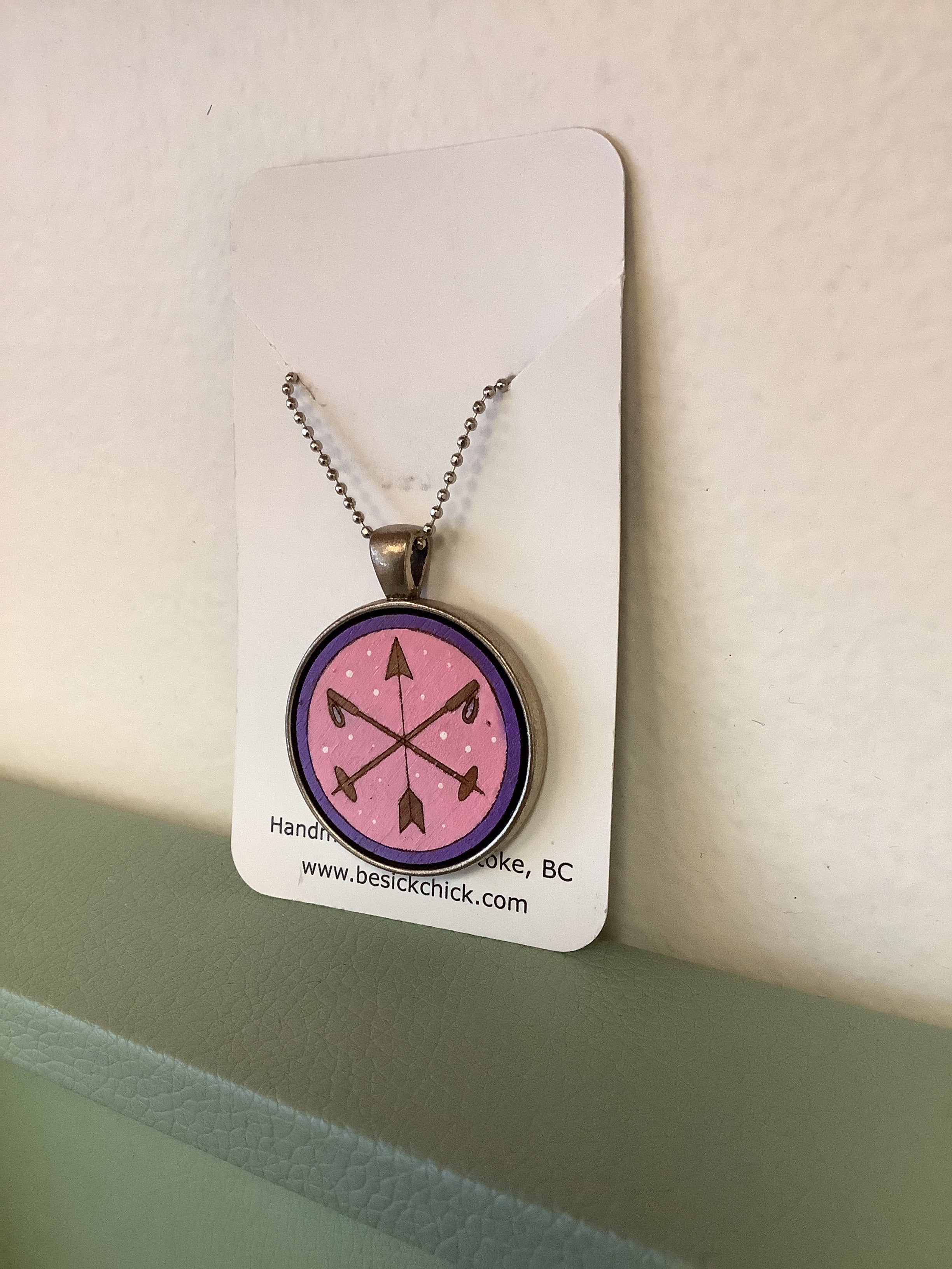 Sick Chick Necklace Pink Ski Poles/Arrow #10