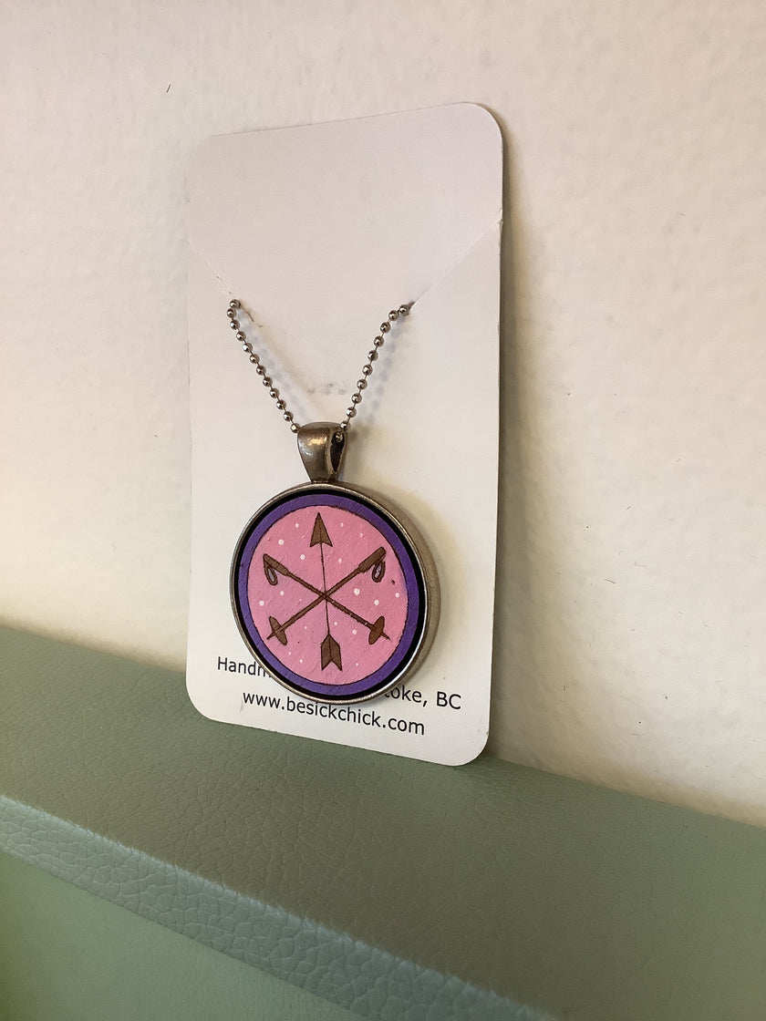 Sick Chick Necklace Pink Ski Poles/Arrow #10