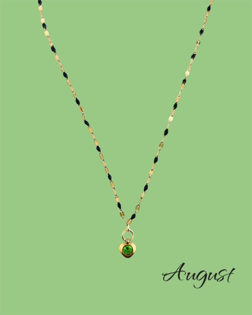 Heart Stone Necklaces in gold - various birthstone colours