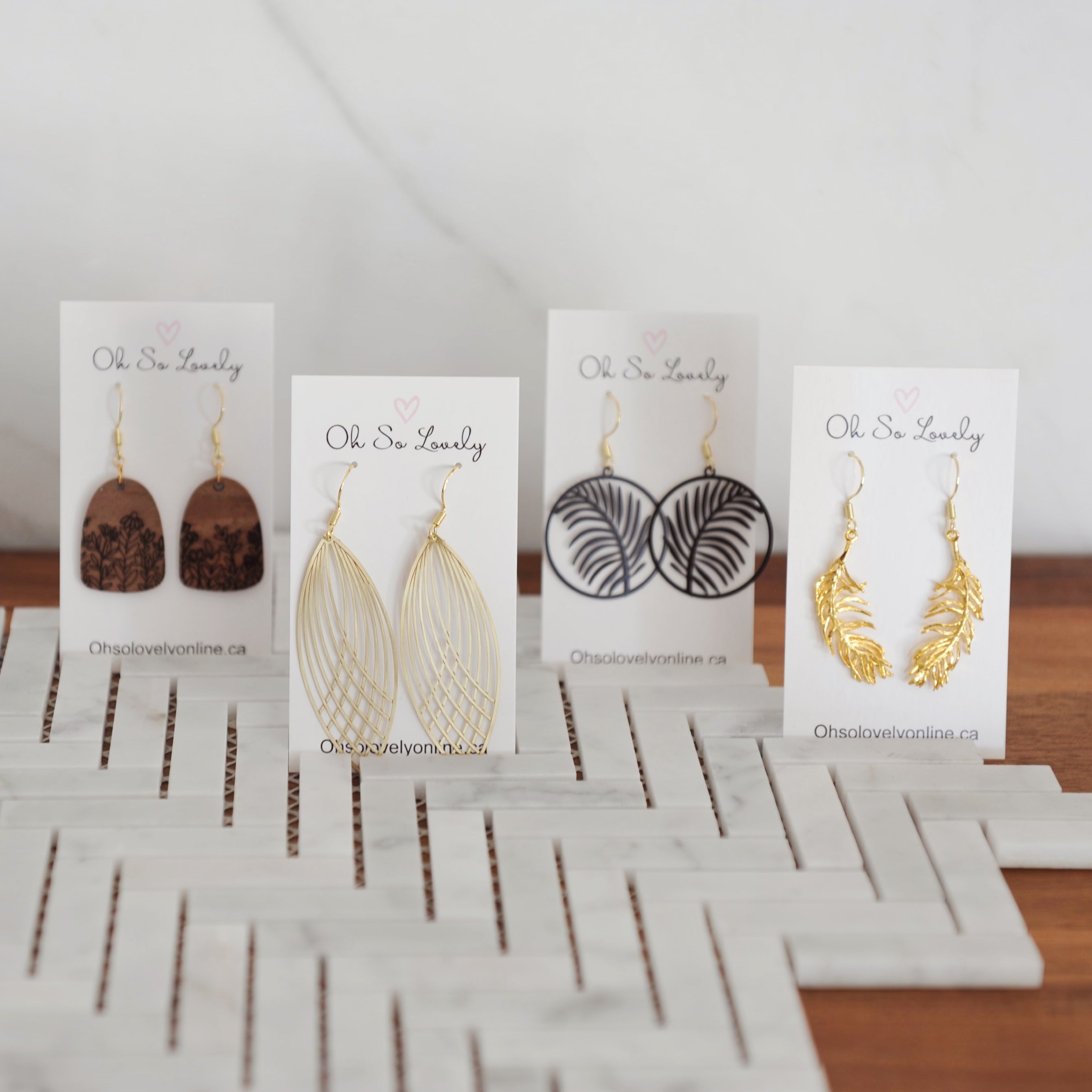 Noor Black Tropical Leaf Drop Earrings 
