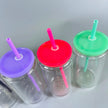 Snow Globe Glass Can with Color Lids - 16oz Double Wall Tumbler