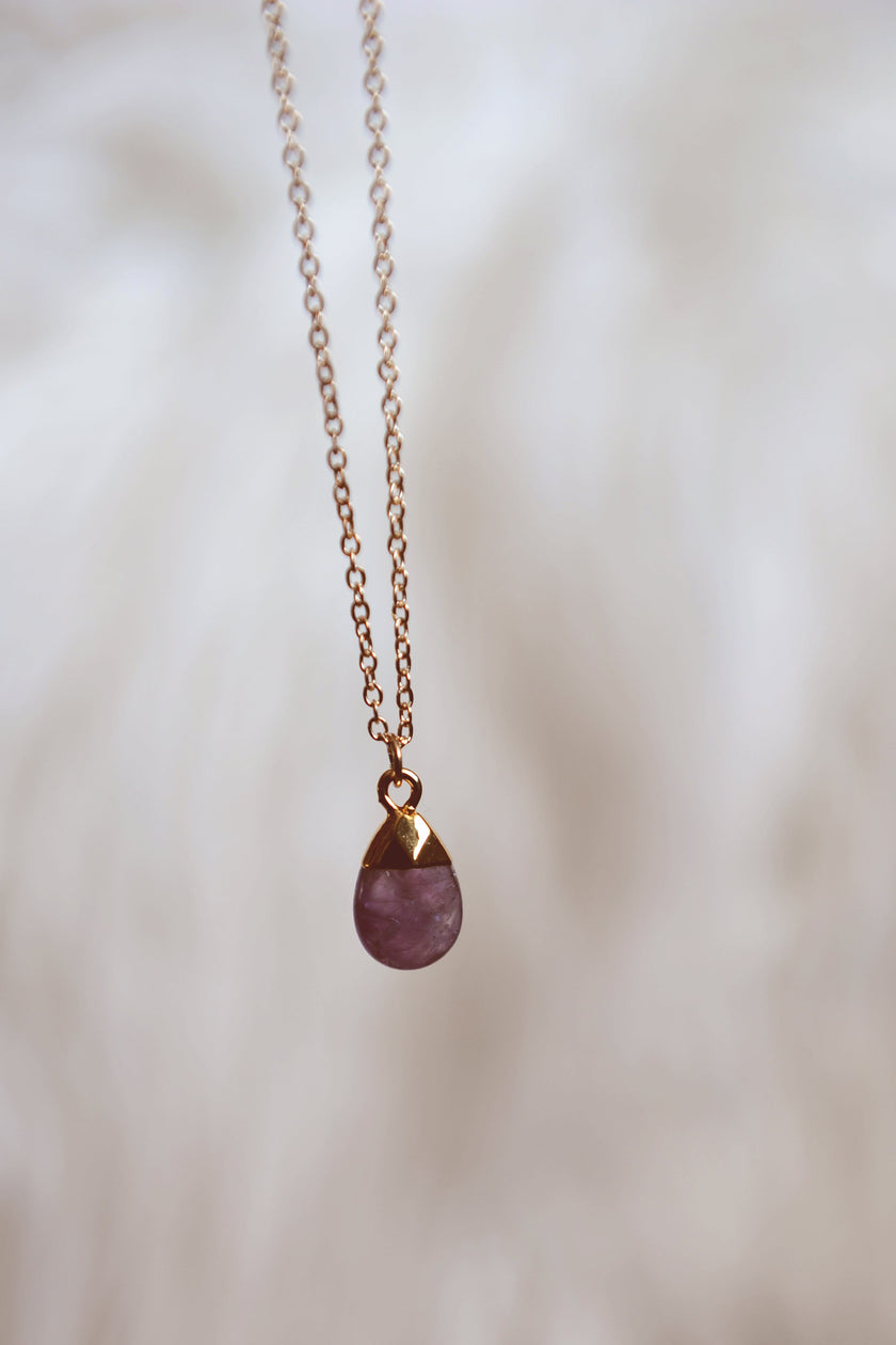Amethyst Faceted Water Drop Necklace